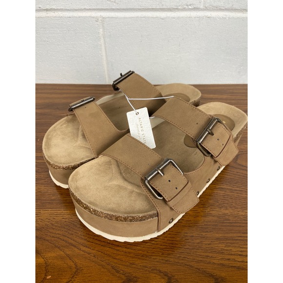 NWT‎ Altar'd State Serenna-24 Platform Sandals Buckle Slides Cork Bottom 8.5 - Picture 1 of 10